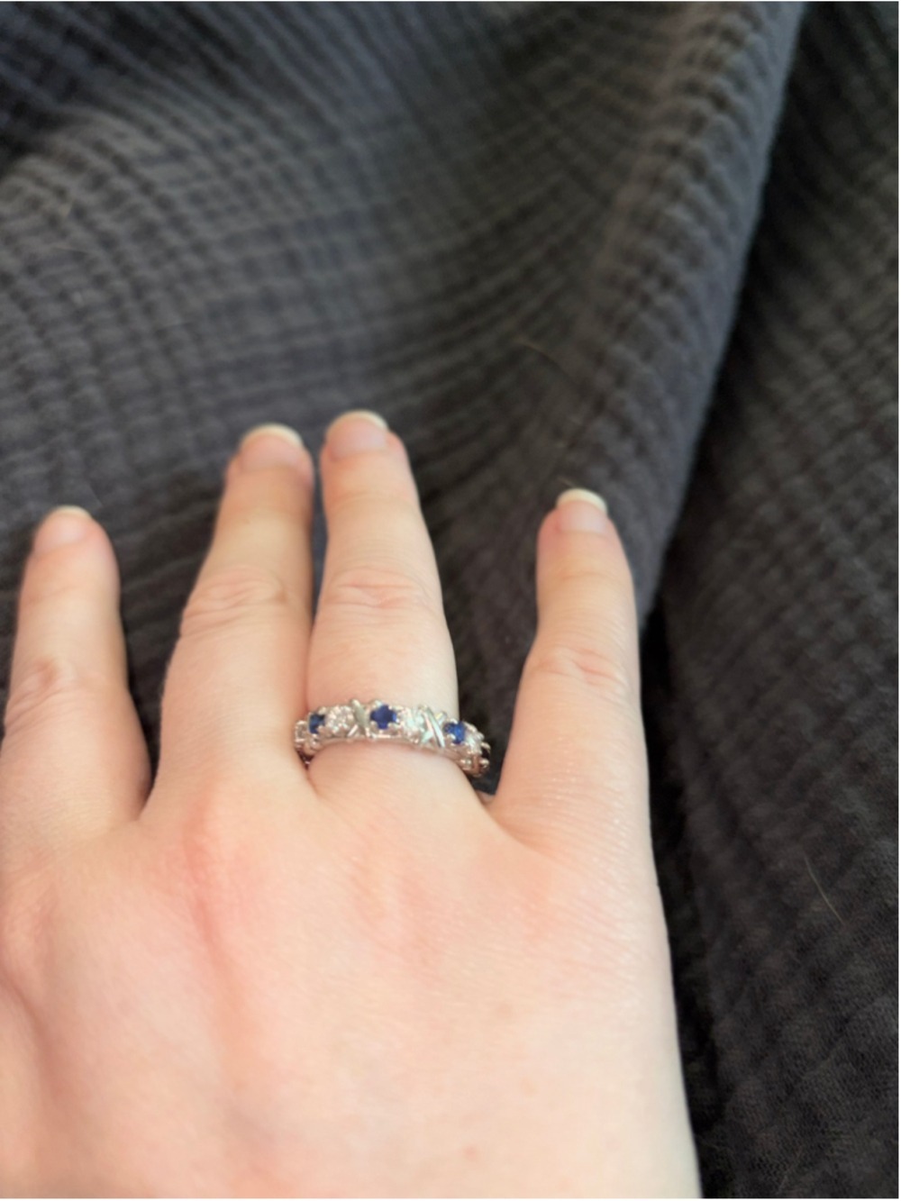 Unbranded Silver Blue Sapphire Ring Size 7